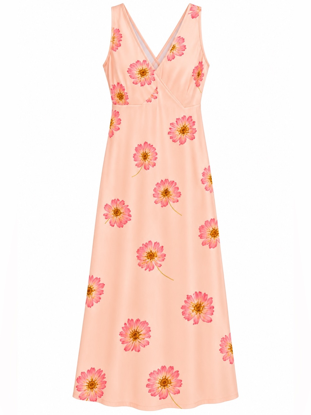 Peach Floral V-Neck Slip Dress